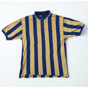 Vintage Colours by Alexander Julian Polo Shirt‎ Mens XL Yellow Blue Rugby Stripe